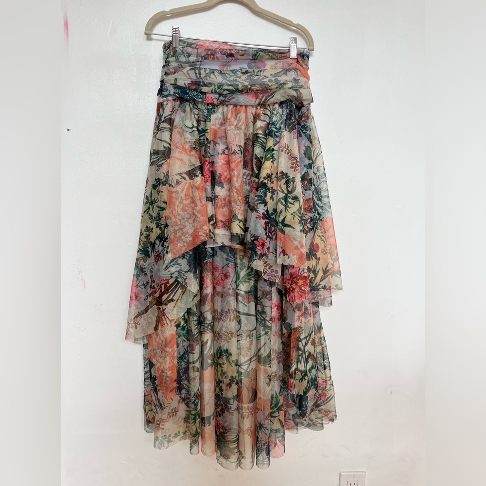 Anthropologie Asymmetrical Floral Skirt - Multicolor